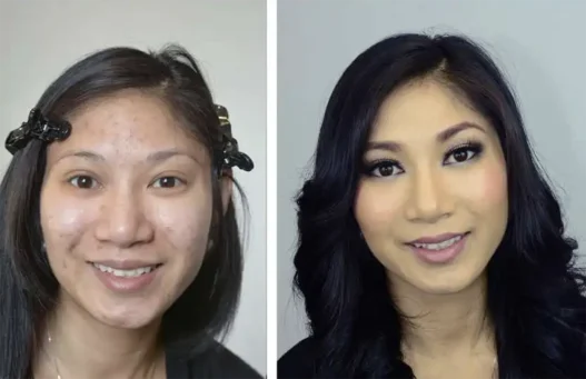 prima e dopo il trucco