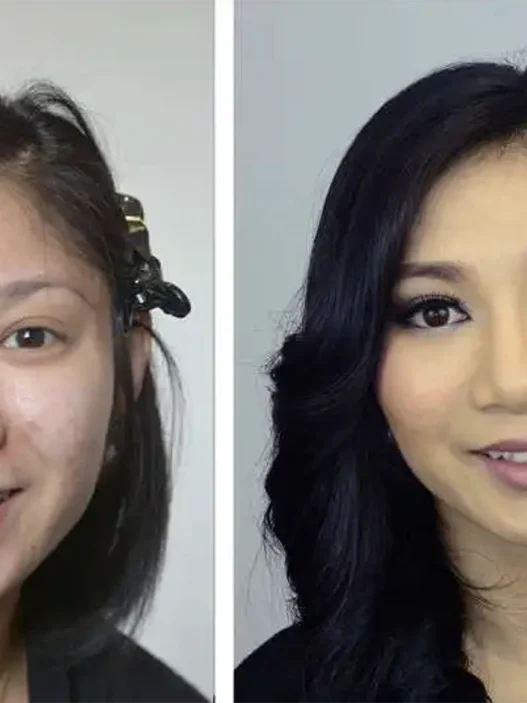 prima e dopo il trucco