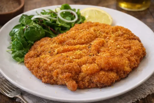 Una cotoletta con una panatura croccante