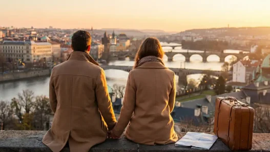 Coppia viaggio San Valentino 2026 panorama tramonto.