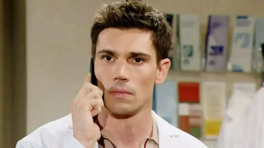 Finn discute al telefono preoccupato