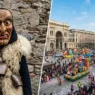 Maschera tradizionale del Carnevale di Schignano e sfilata in Piazza Duomo a Milano