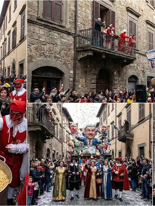 Maschere tradizionali e carri allegorici nel borgo di Ronciglione