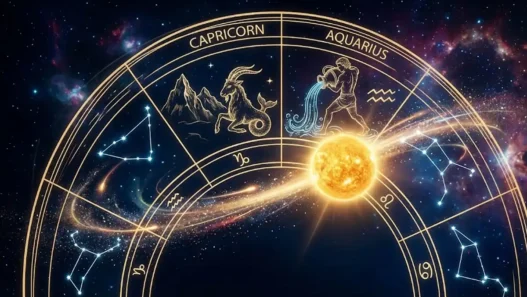 Ruota dello zodiaco con il Sole che passa dal Capricorno all'Acquario