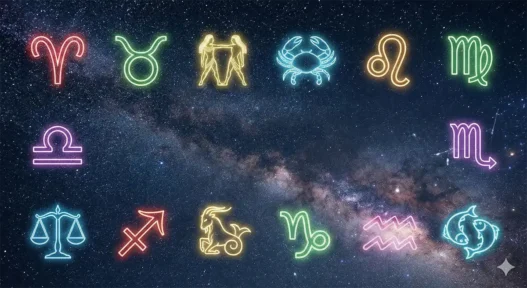 Simboli dei segni zodiacali su sfondo cielo stellato