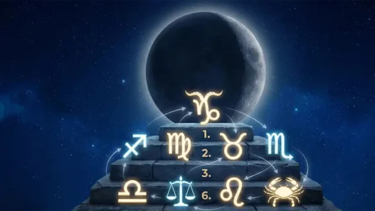 Simboli zodiacali in classifica con la Luna Nuova in sottofondo
