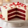 Torta Red Velvet su un tavolo bianco per San Valentino