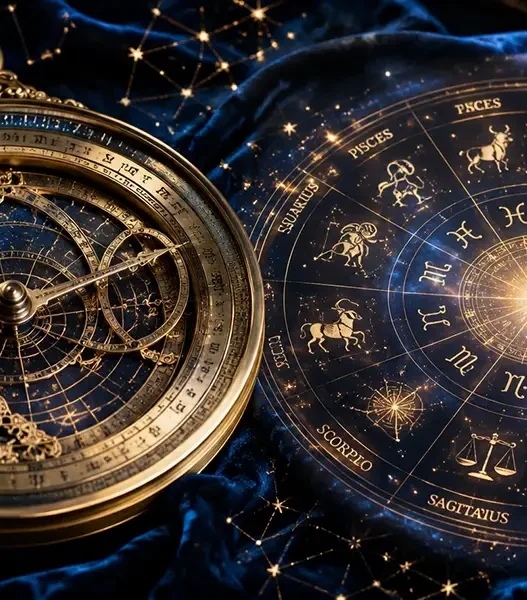 Elegante ruota dello zodiaco dorata su sfondo blu notte, simbolo delle previsioni astrologiche per l'oroscopo del 20 agosto 2026.