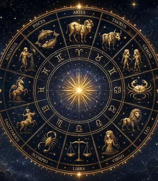 La ruota dello zodiaco dorata e luminosa, simbolo delle previsioni per l'oroscopo 21 agosto 2026 Paolo Fox