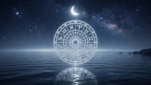 Ruota dello zodiaco argentata e luminosa sotto un cielo stellato, simbolo dell'oroscopo del 29 agosto 2026.