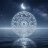 Ruota dello zodiaco argentata e luminosa sotto un cielo stellato, simbolo dell'oroscopo del 29 agosto 2026.
